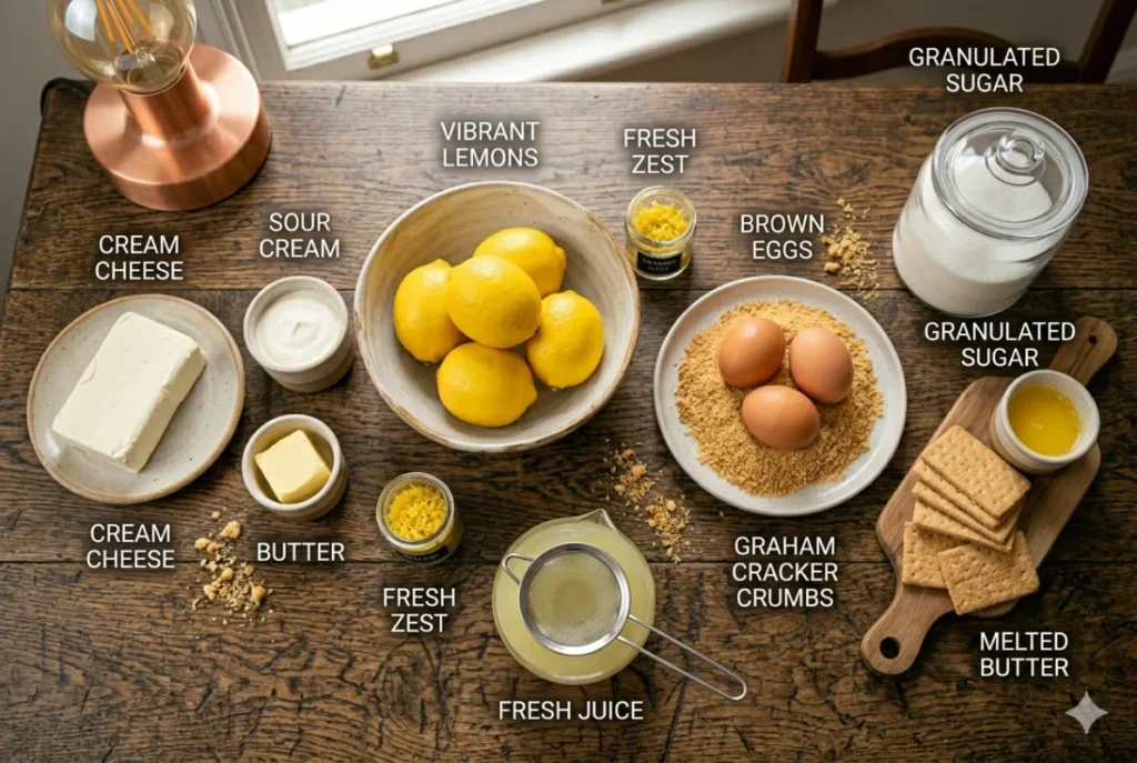 lemon cheesecake ingredients cream cheese lemons eggs sugar