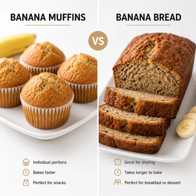 banana muffins vs banana bread comparison shape texture and serving style