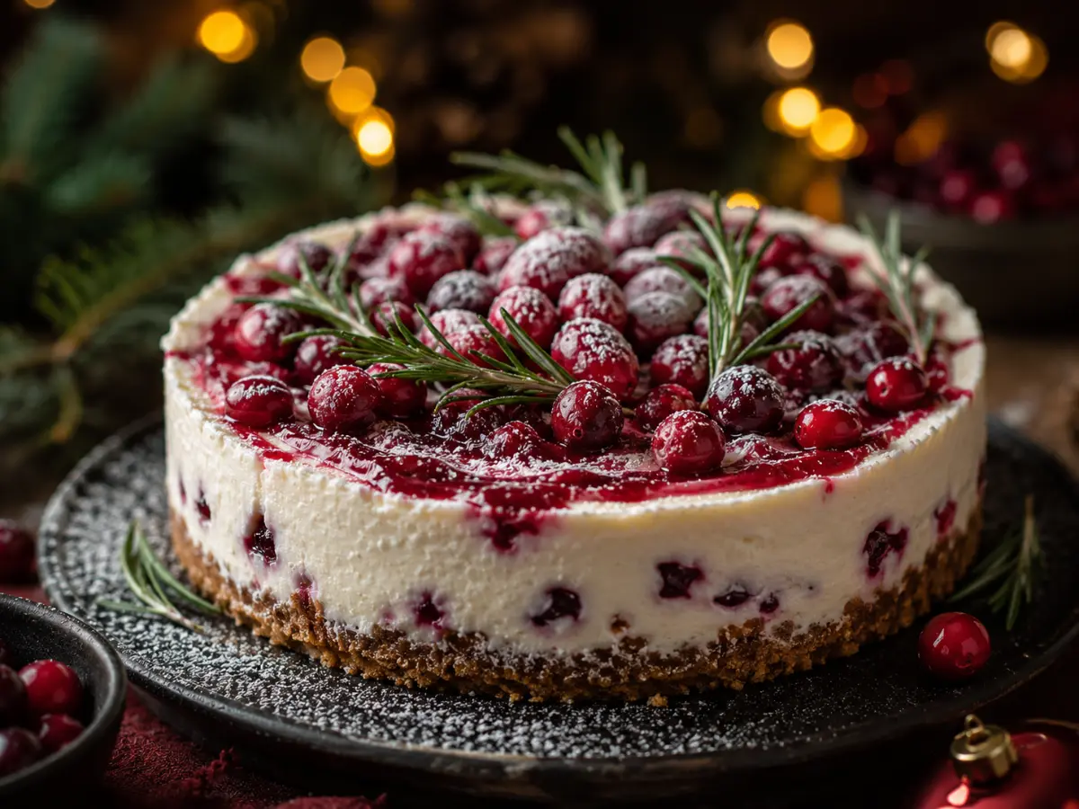 Gallery 2 Festive Christmas cheesecake with cranberries and