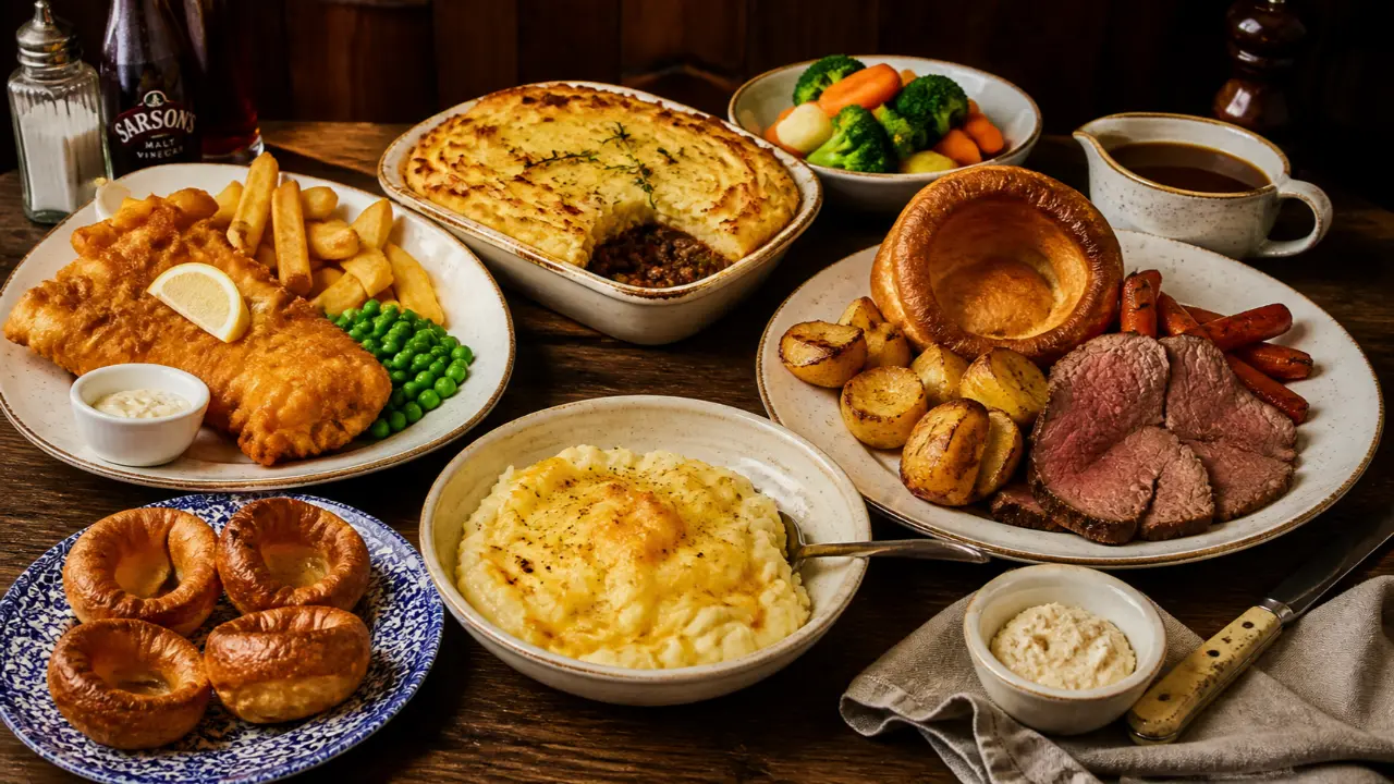 classic british recipes traditional UK dishes like fish and chips and shepherds pie
