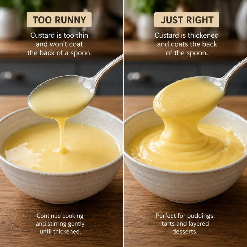 Comparison between runny custard and thick creamy custard