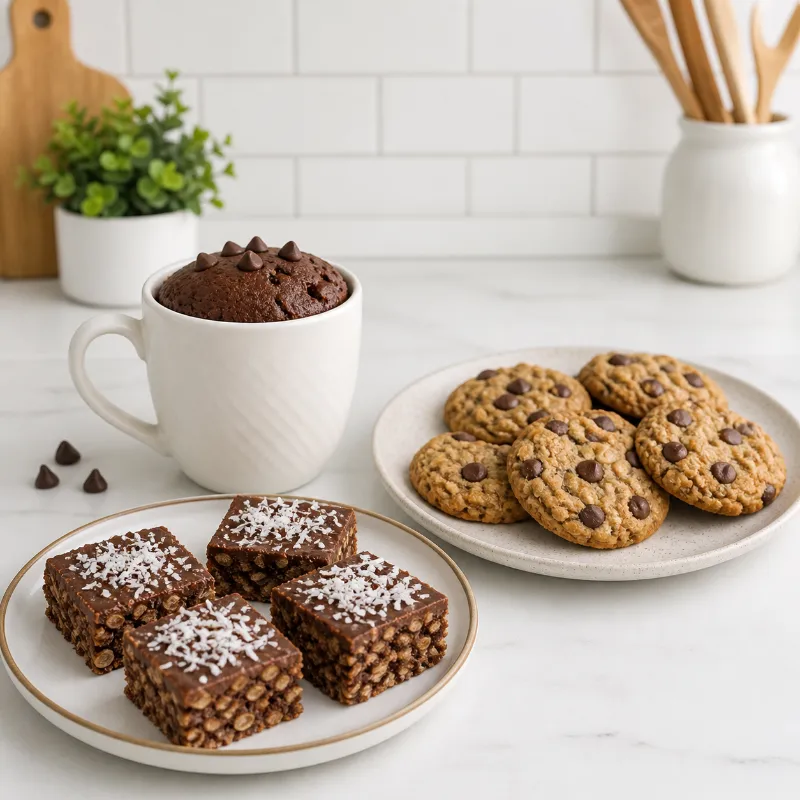 easy dessert recipes like mug cake cookies and no bake sweets for beginners