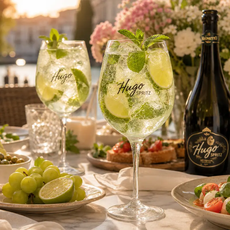Elegant serving presentation for Hugo Spritz Recipe