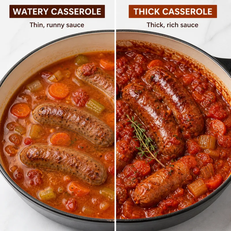 watery vs thick sausage casserole comparison